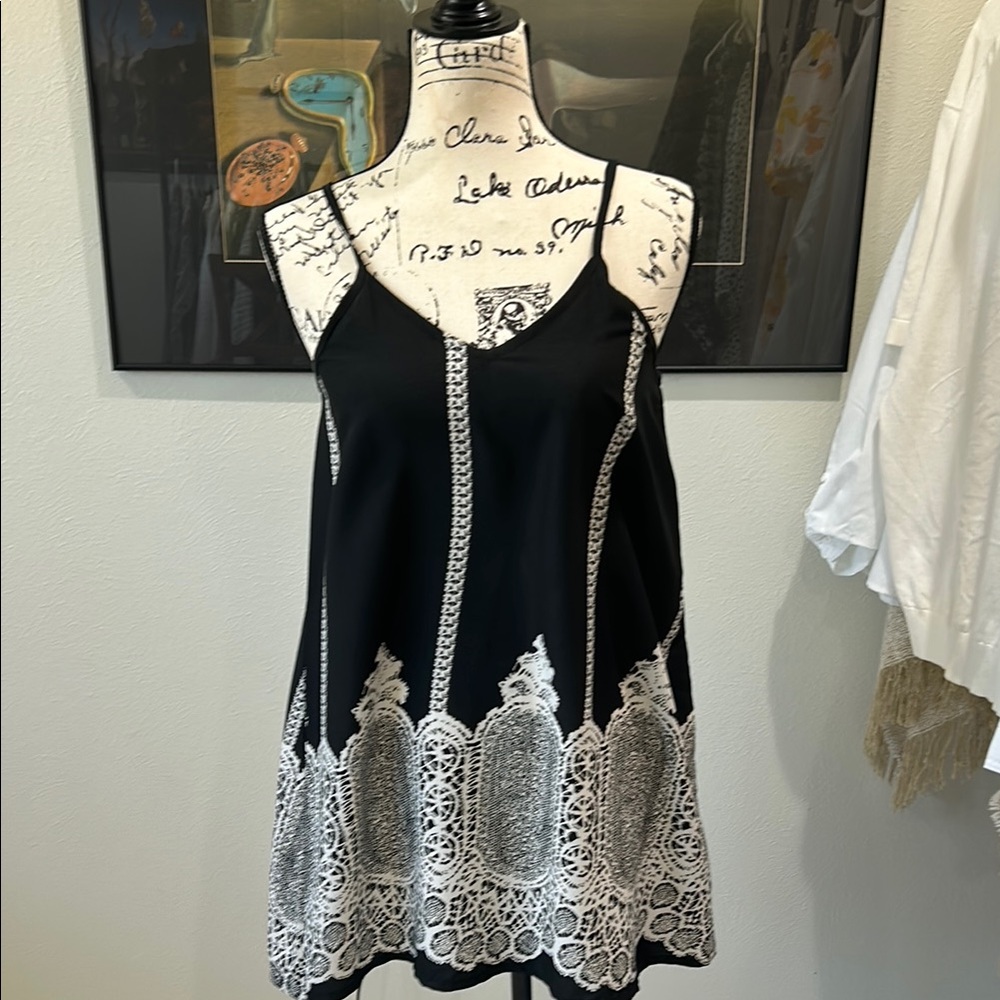 Black and White Lace Trim Dress